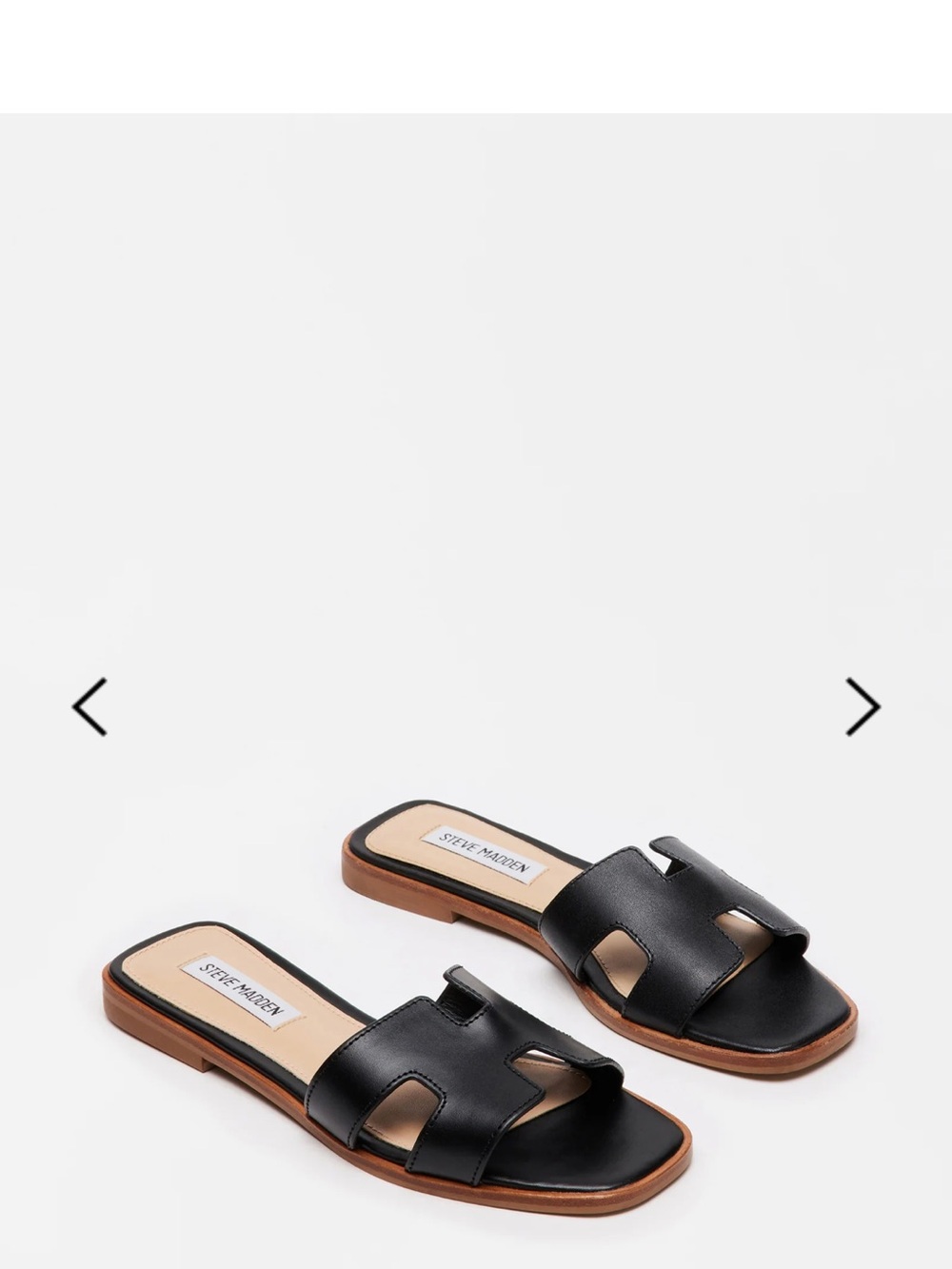 Steve Madden Hadyn Black Slip-On Cutout Slide Sandals Leather 8.5 NWOT